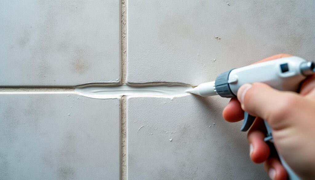 Réparer une fissure sur le carrelage avec du mastic silicone