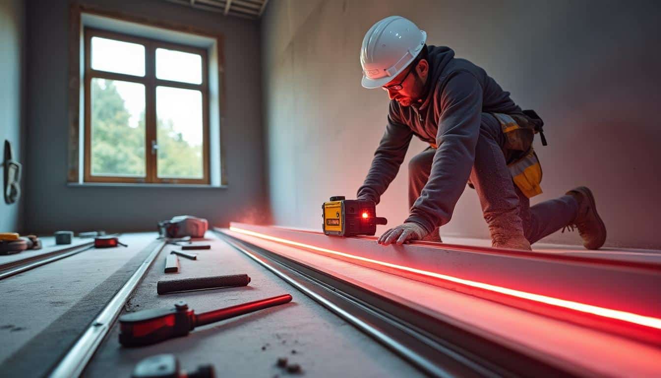 Illustration: Pourquoi le laser est-il devenu l’outil indispensable du plaquiste pour poser un plafond en placoplâtre ?